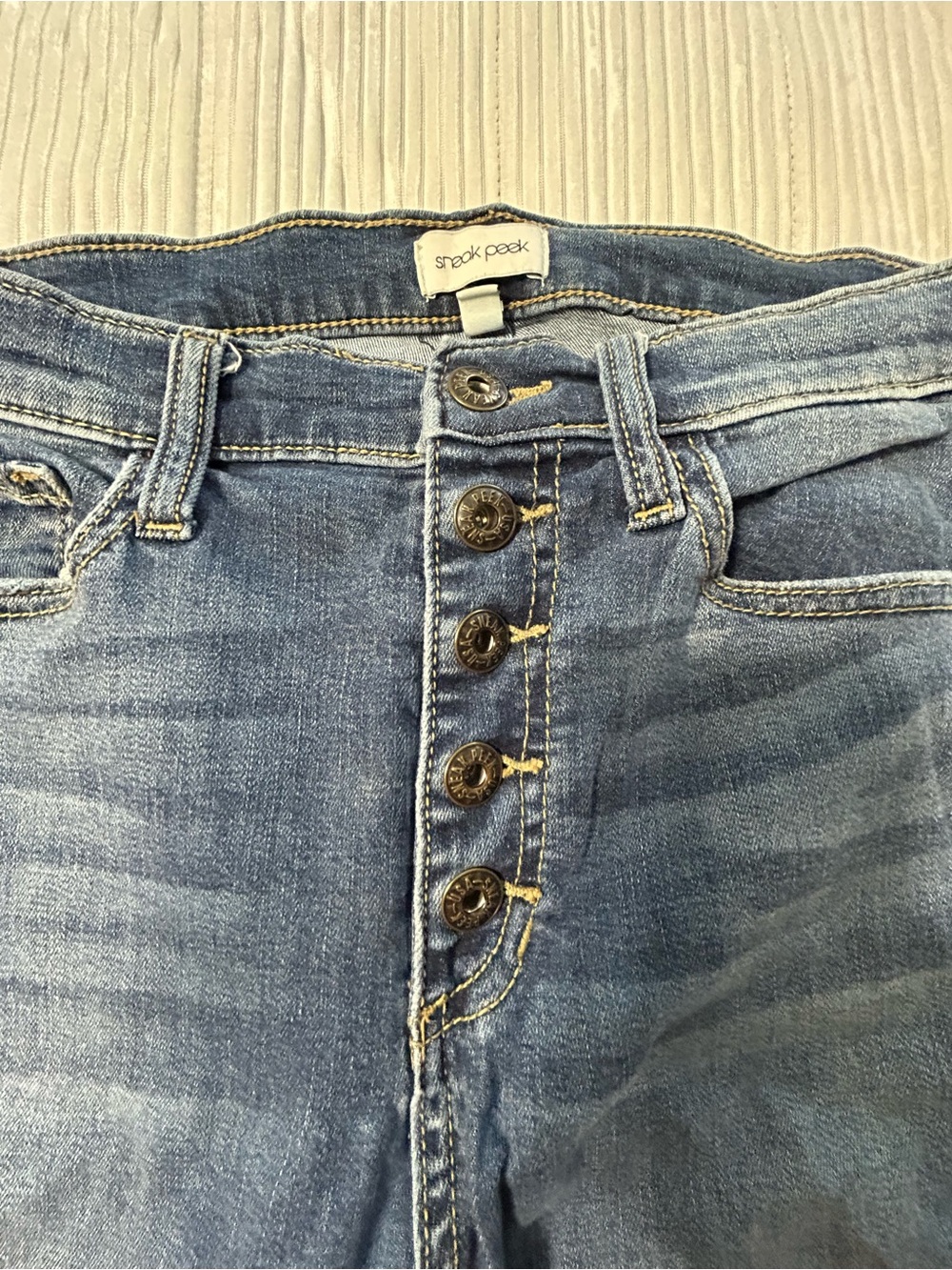 Sneak Peek Light Blue High-Rise Button-Fly Jeans